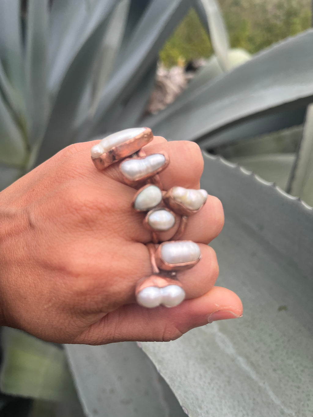 Anillo perlas irregular ajustable